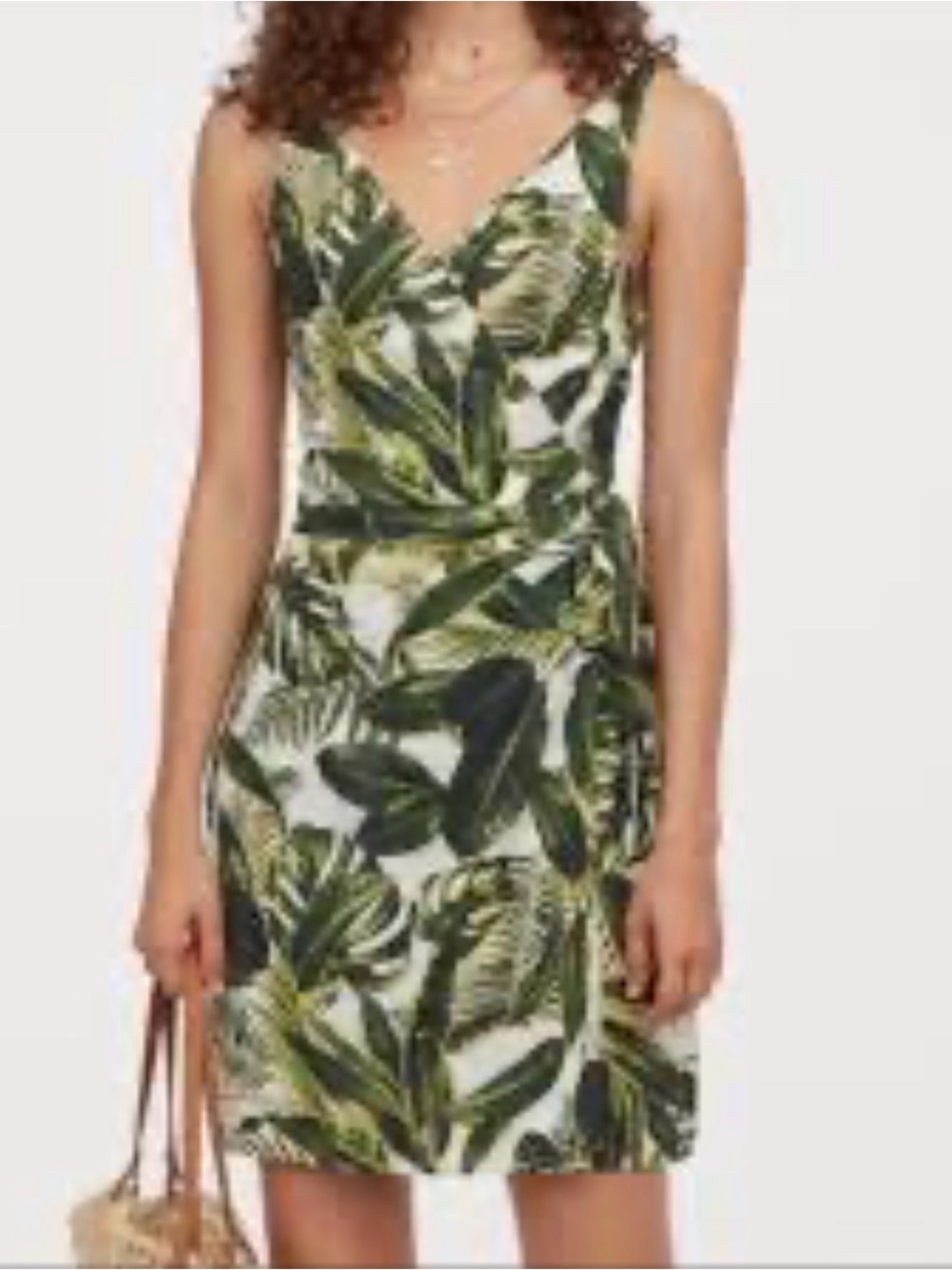 H&M Green Palm Print Mini Dress